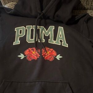 Puma Black Hoodie with Red and Green Accents